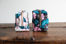 Load image into Gallery viewer, Black and Pink Floral Cotton Dopp Kit