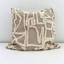 Load image into Gallery viewer, 16x16 cotton neutral modern abstract tufted pillow cover