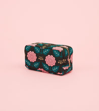 Load image into Gallery viewer, Black and Pink Floral Cotton Dopp Kit