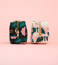 Load image into Gallery viewer, Black and Pink Floral Cotton Dopp Kit