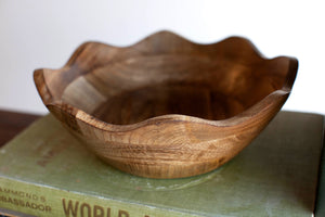 Scalloped Wooden Bowl