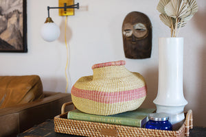 Striped Soft Pink Grass Pot