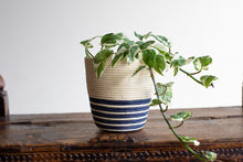 Load image into Gallery viewer, Natural and Navy Striped Planter
